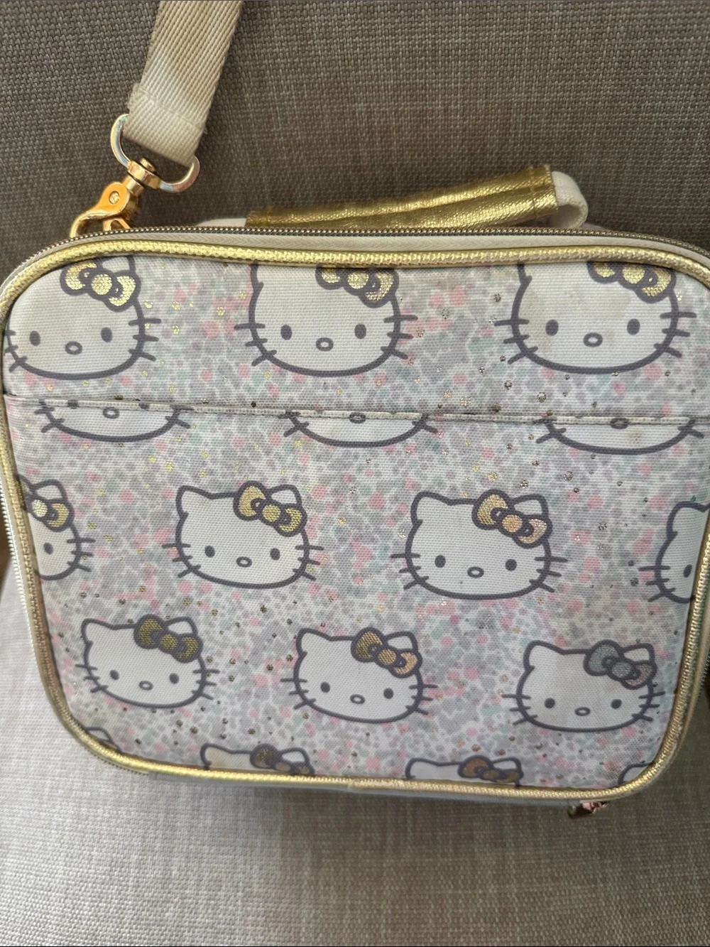 Pottery Barn Teen Hello Kitty Pink and Gold Backpack with Matching Lunch Box